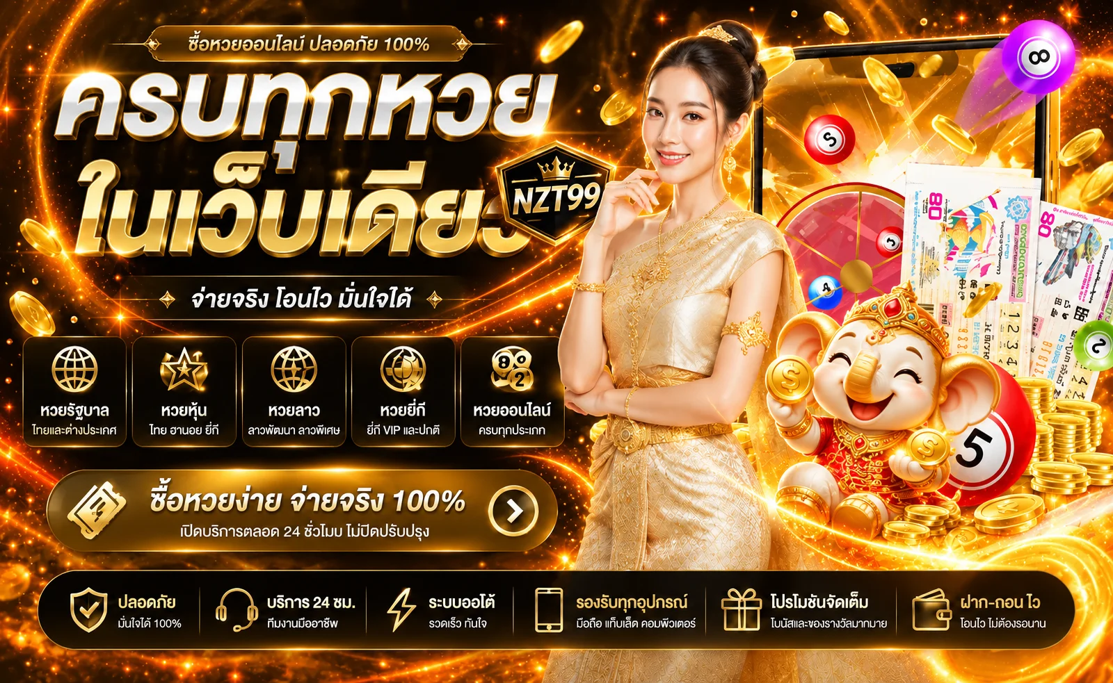 NZT99 หวยและผลรางวัลหลายประเภท